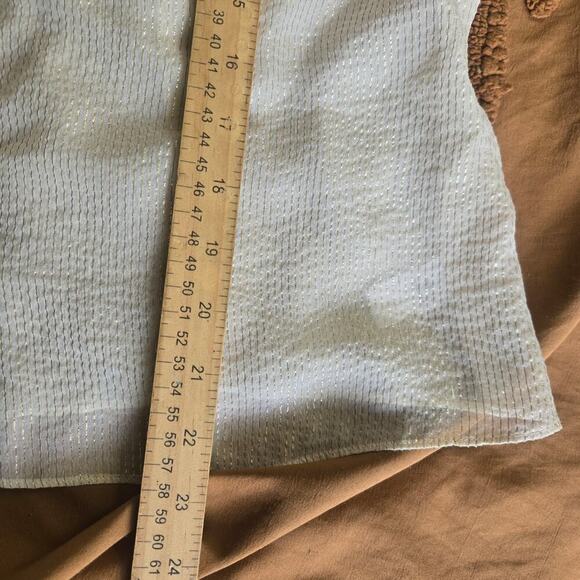 Cache Women Silk Metallic Sheer Lace Button Top L Boho Western Prairie Victorian - Picture 10 of 10